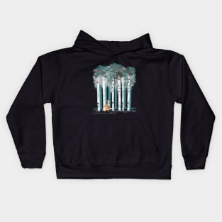 Fox in the forest watercolor style Kids Hoodie